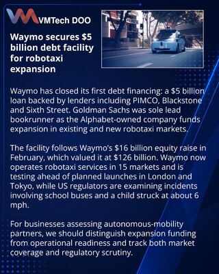Waymo получила кредит на $5 млрд для расширения роботакси