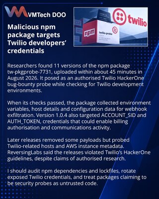 Rogue npm package targeted Twilio developer credentials