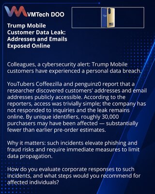 Curenje podataka klijenata Trump Mobile: adrese i mejlovi dostupni na mreži