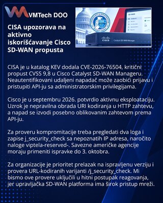 CISA добавила критический обход аутентификации Cisco SD-WAN в KEV