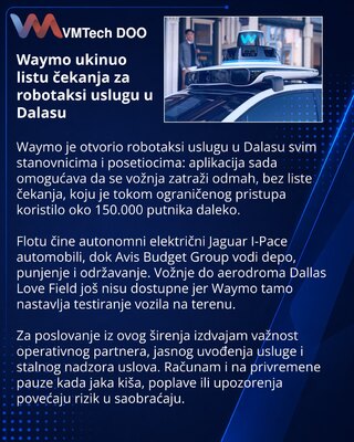 Waymo otvorio robotaksi uslugu u Dalasu bez liste čekanja