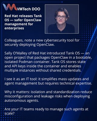 Red Hat выпустила Tank OS — безопаснее управлять OpenClaw в корпоративной среде