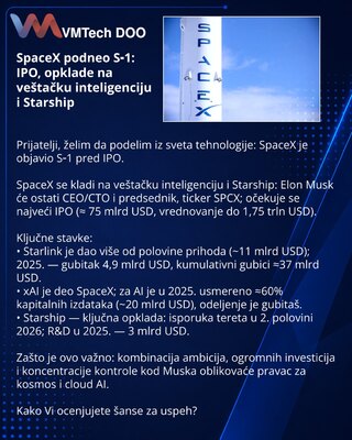 SpaceX подал S‑1: IPO, крупные ставки на ИИ и Starship