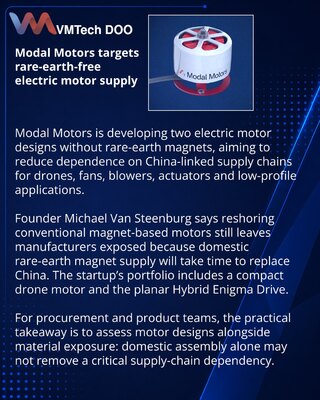 Modal Motors создаёт электродвигатели без редкоземельных магнитов