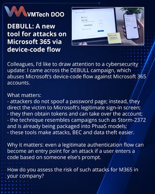 DEBULL: novi alat za napade na Microsoft 365 putem device-code flow
