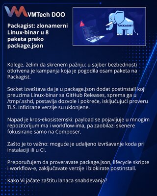 Packagist: zlonamerni Linux-binar u 8 paketa preko package.json