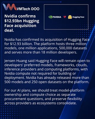 Nvidia completes $12.93 billion acquisition of Hugging Face