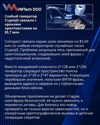 CryptoJS propust ugrozio pet aplikacija za kripto-novčanike