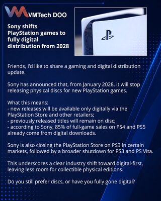 Sony уходит в полностью цифровую дистрибуцию PlayStation игр с 2028 года