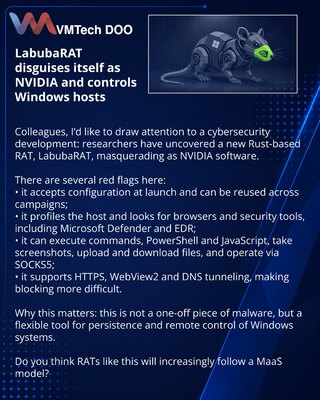LabubaRAT se maskira kao NVIDIA i daje napadaču potpunu kontrolu nad Windows hostom
