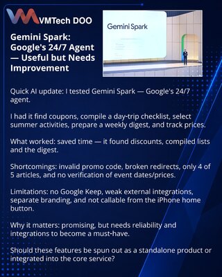 Gemini Spark: 24/7 agentski pomoćnik Google‑a — koristan, ali zahteva doradu