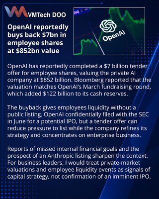 OpenAI reportedly completes $7 billion employee share tender