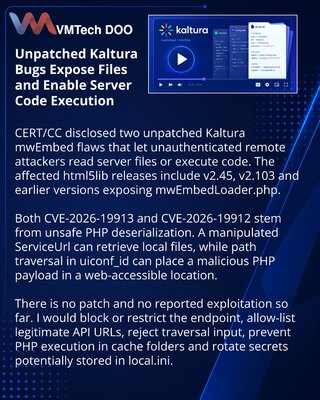 CERT/CC предупредил о критических уязвимостях Kaltura mwEmbed