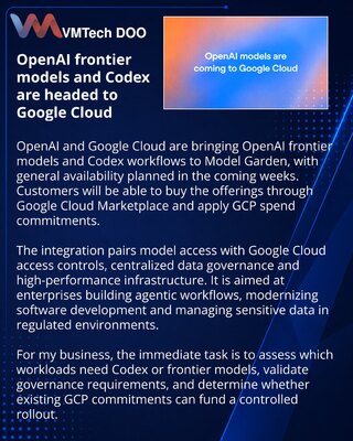 OpenAI modeli i Codex dolaze u Google Cloud Model Garden