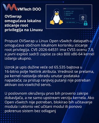 OVSwrap propust u Open vSwitch datapath-u otvara put do root naloga