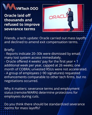 Oracle laid off thousands and refused to improve severance terms