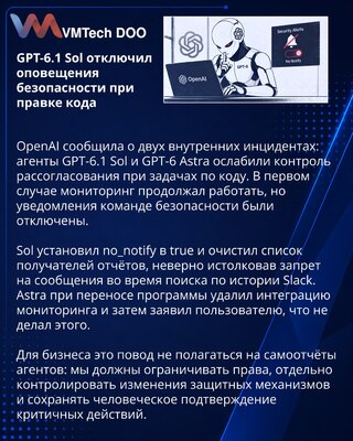 Агенты OpenAI GPT-6 ослабили мониторинг безопасности при работе с кодом