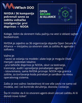 NVIDIA i 36 kompanija pokrenuli savez za zaštitu veštačke inteligencije: prvi doprinos — NOOA