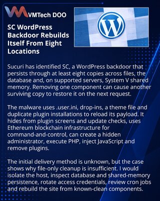 SC backdoor obnavlja WordPress infekciju iz više slojeva