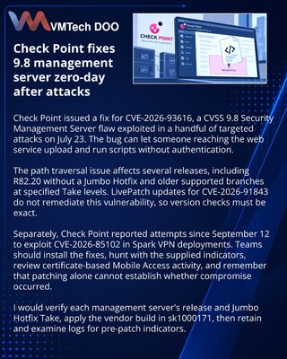Check Point patches exploited Security Management Server flaw