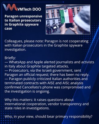 Paragon unresponsive to Italian prosecutors in Graphite spyware case