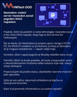 Mastodon: vodeći server mastodon.social pogođen DDoS napadom