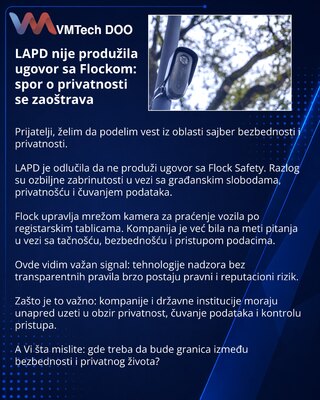 LAPD nije produžila ugovor sa Flockom: spor o privatnosti se zaoštrava