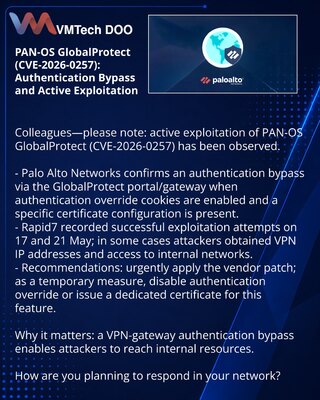 PAN-OS GlobalProtect (CVE-2026-0257): zaobilaženje autentifikacije i aktivna eksploatacija