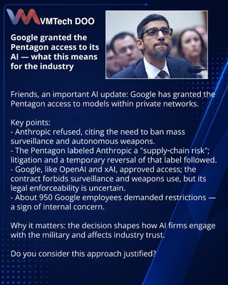 Google разрешил Пентагону доступ к своим ИИ — что это значит для индустрии