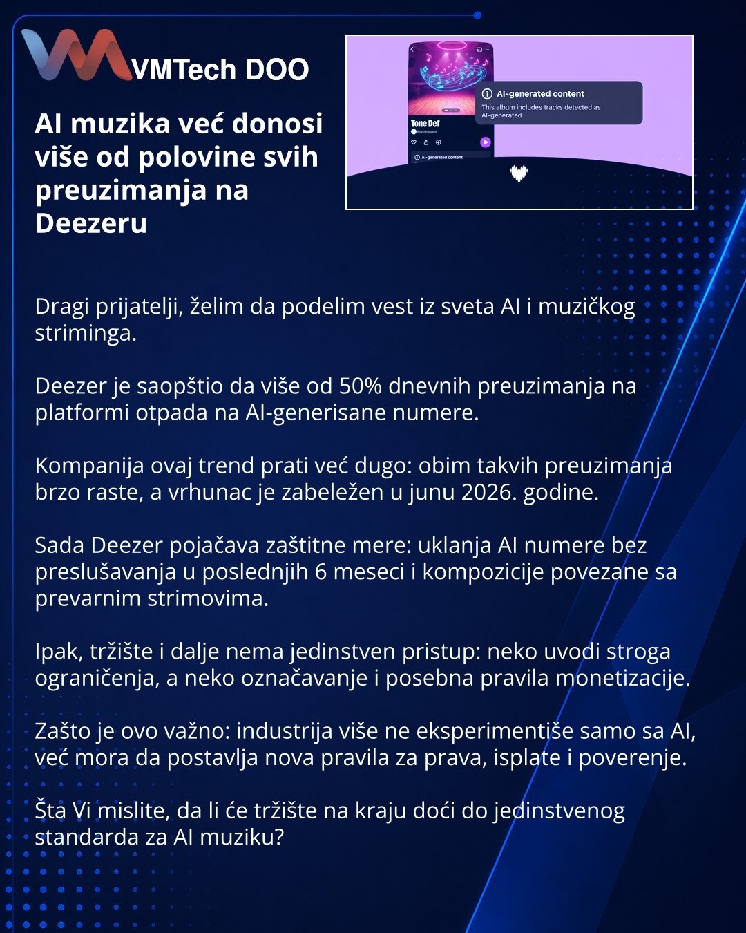 AI-музыка уже даёт более половины всех загрузок на Deezer