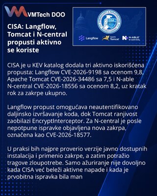 CISA adds exploited Langflow, Tomcat and N-central flaws to KEV catalog