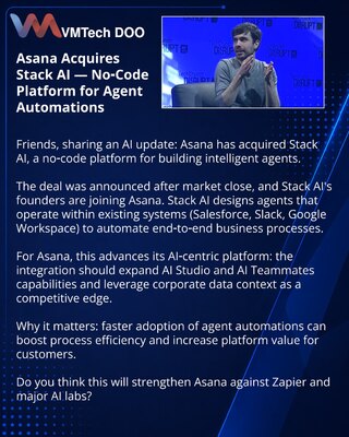 Asana preuzima Stack AI — no-code platformu za kreiranje agenata-automatizacija