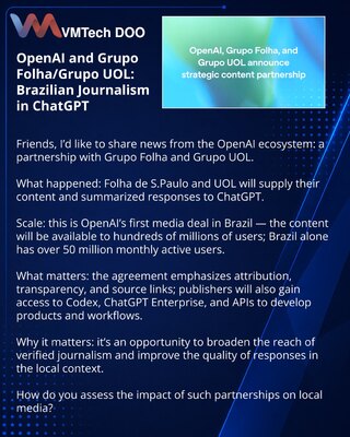 OpenAI i Grupo Folha/Grupo UOL: brazilsko novinarstvo u ChatGPT