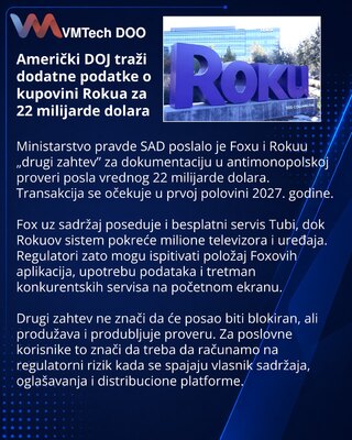DOJ opens deeper antitrust review of Fox’s $22 billion Roku deal