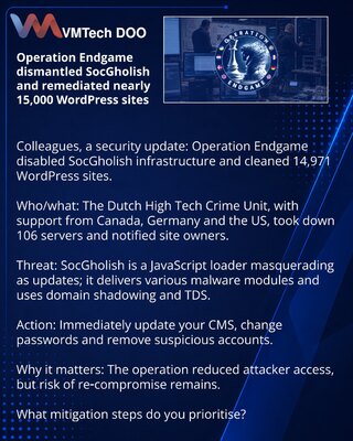Операция Endgame вывела из строя SocGholish и очистила почти 15 000 WordPress‑сайтов