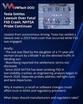 Tesla rešila tužbu za nesreću sa FSD, istraga NHTSA traje
