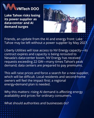 Lake Tahoe risks losing its power supplier as data‑center and AI demand surges