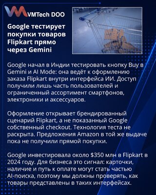 Google тестирует покупки Flipkart через Gemini и AI Mode в Индии