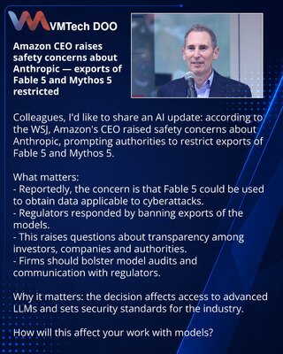 Гендиректор Amazon поднял вопросы безопасности Anthropic — экспорт Fable 5 и Mythos 5 ограничен