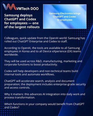 Samsung deploys ChatGPT and Codex for employees — one of the largest rollouts