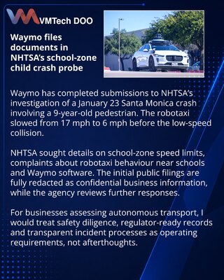 Waymo submits documents in NHTSA inquiry into child collision