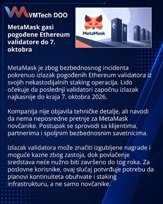 MetaMask pokreće izlazak pogođenih Ethereum validatora