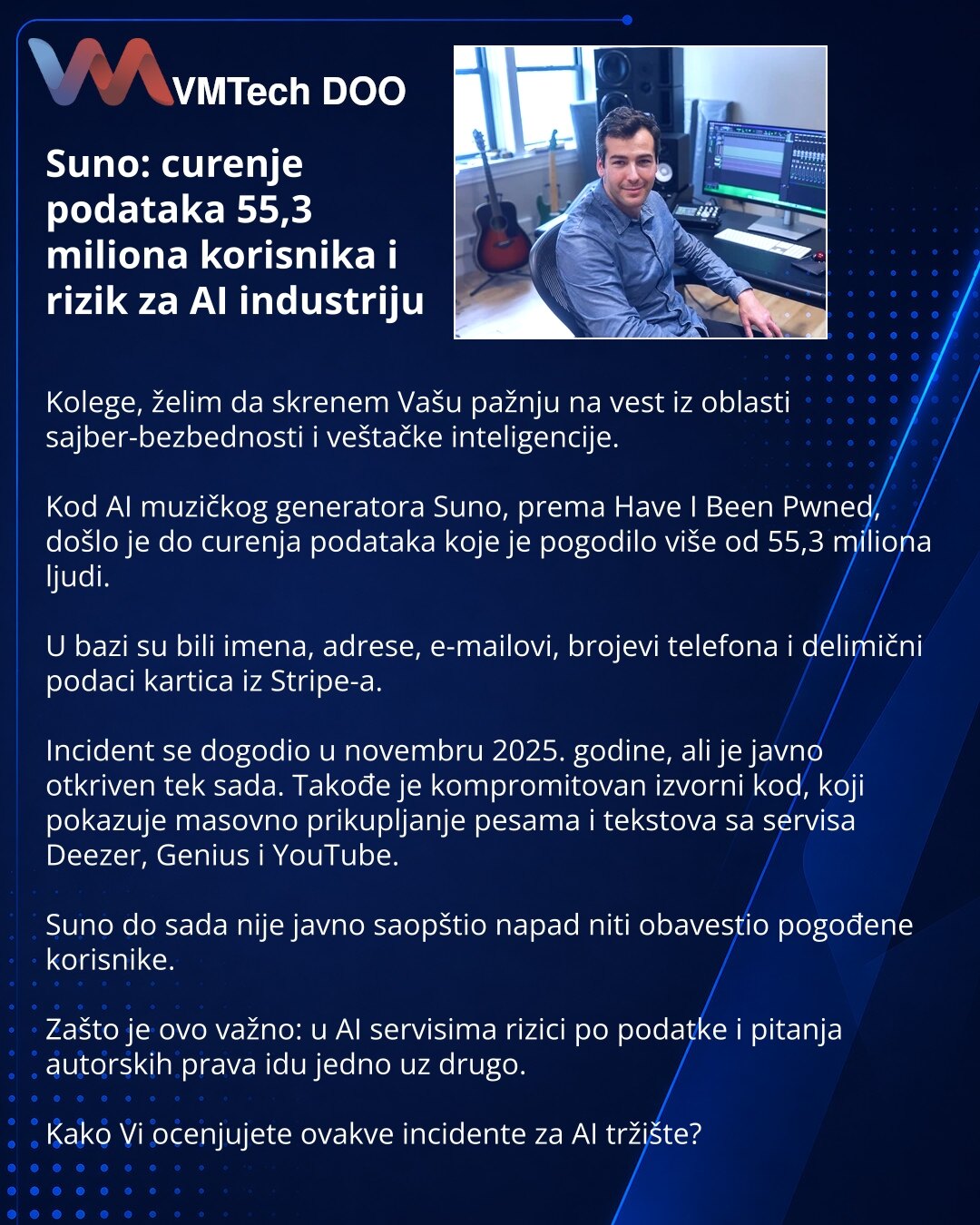 Suno: data leak affecting 55.3 million users and a risk for the AI industry