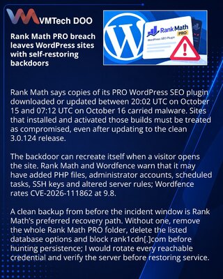 Rank Math PRO распространил бэкдор через канал обновлений