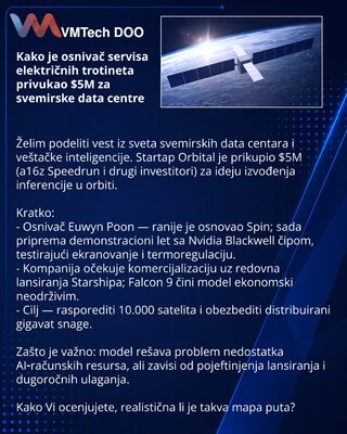 Kako je osnivač servisa električnih trotineta privukao $5M za svemirske data centre