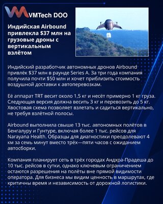 Airbound prikupio 37 miliona dolara za razvoj teretnih dronova