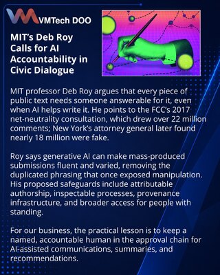 MIT’s Deb Roy Urges Answerability for AI-Assisted Public Speech