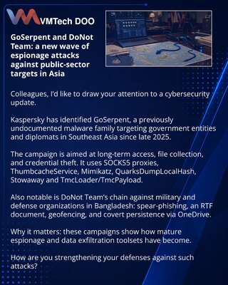 GoSerpent and DoNot Team: a new wave of espionage attacks against public-sector targets in Asia