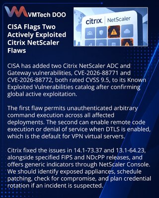 CISA adds two critical Citrix NetScaler flaws to KEV catalog