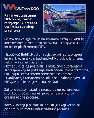 Ranljivost u sistemu FIFA omogućavala menjanje TV prenosa utakmica Svetskog prvenstva